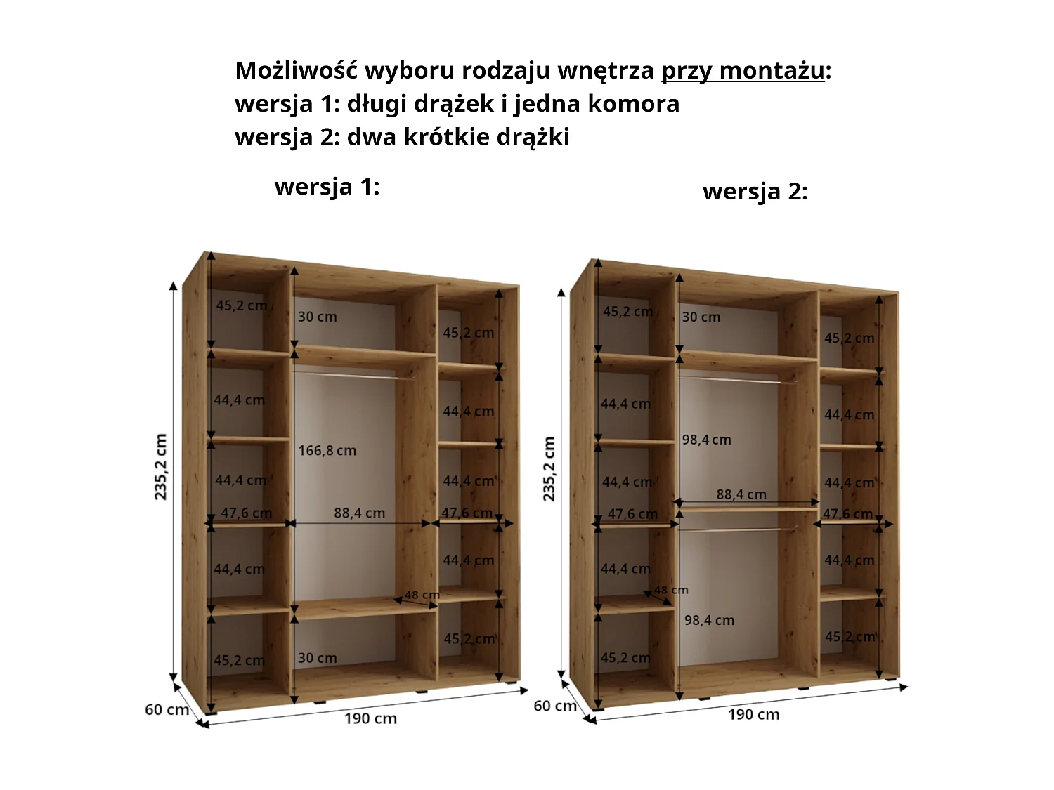 ARMOIRE DAKOTA 12 À PORTES COULISSANTES 235,2/190/60 3 portes (Cashmere/Noir)