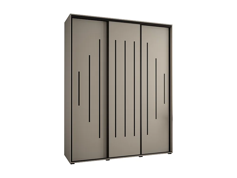 ARMOIRE DAKOTA 12 À PORTES COULISSANTES 235,2/190/60 3 portes (Cashmere/Noir)