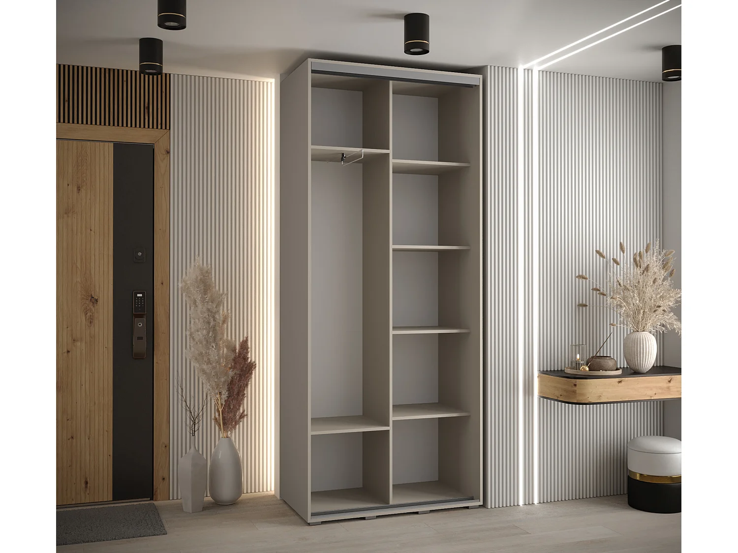 ARMOIRE DAKOTA 11 À PORTES COULISSANTES 235,2/110/45 2 portes (Cashmere/Noir)