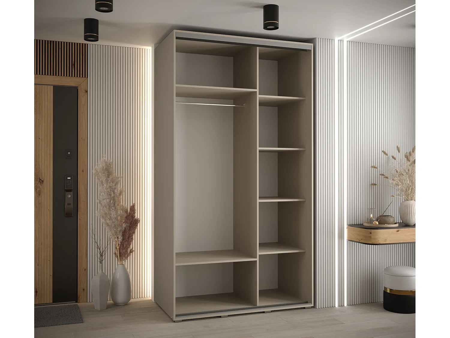 ARMOIRE DAKOTA 10 À PORTES COULISSANTES 235,2/130/60 2 portes (Cashmere/Noir)