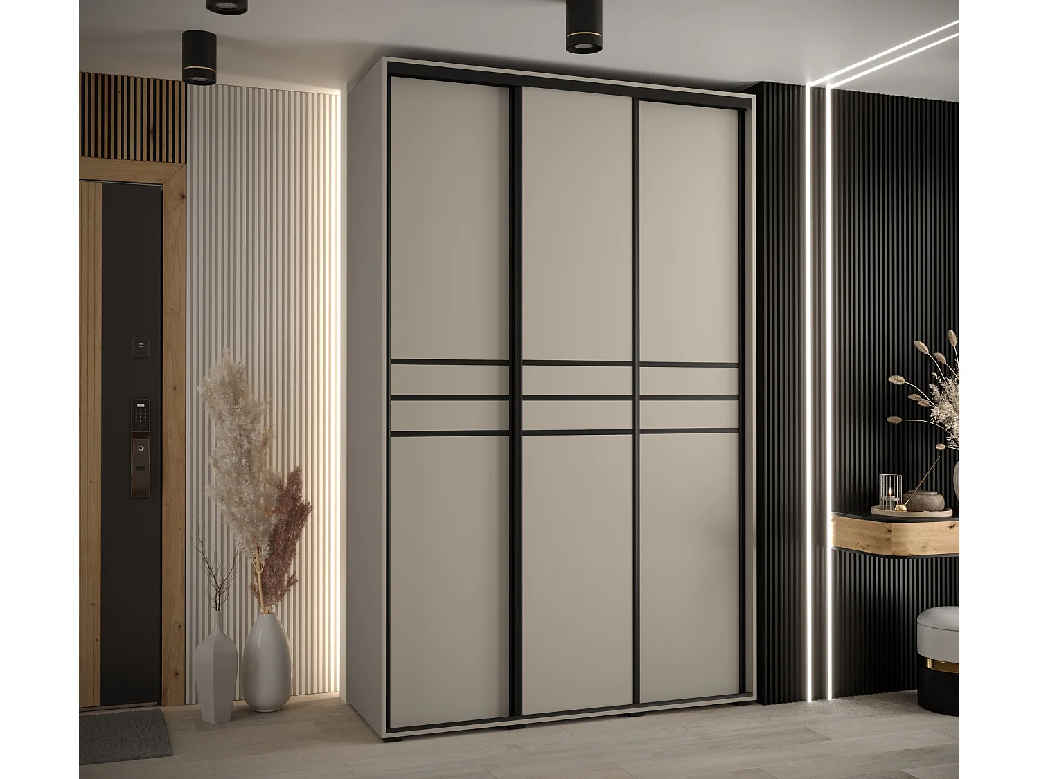 KAST DAKOTA 10 MET SCHUIFDEUREN 235,2/160/45 3 deuren (Kasjmier/Zwart)