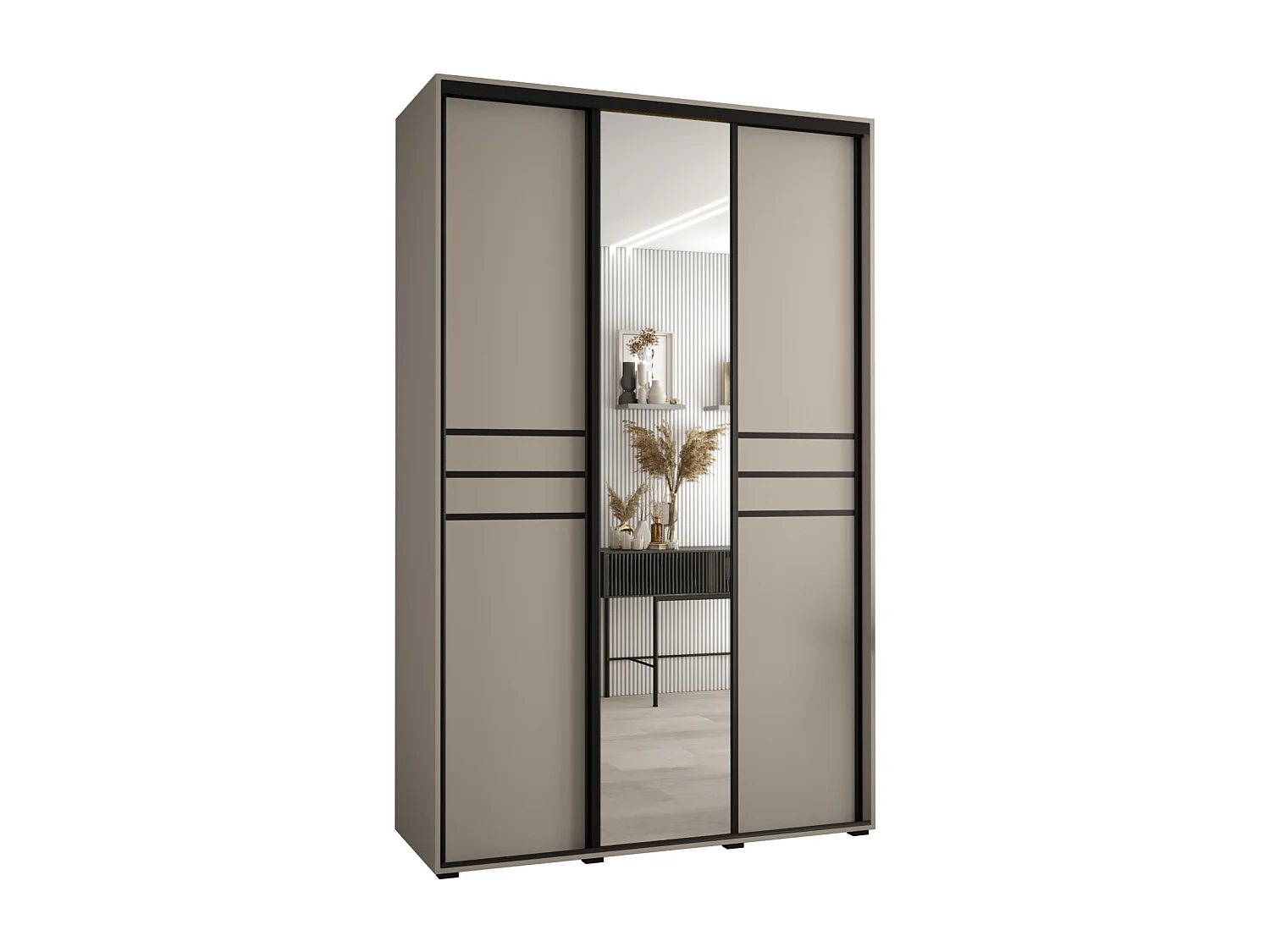 KAST DAKOTA 11 MET SCHUIFDEUREN 235,2/150/45 3 deuren (Kasjmier/Zwart)