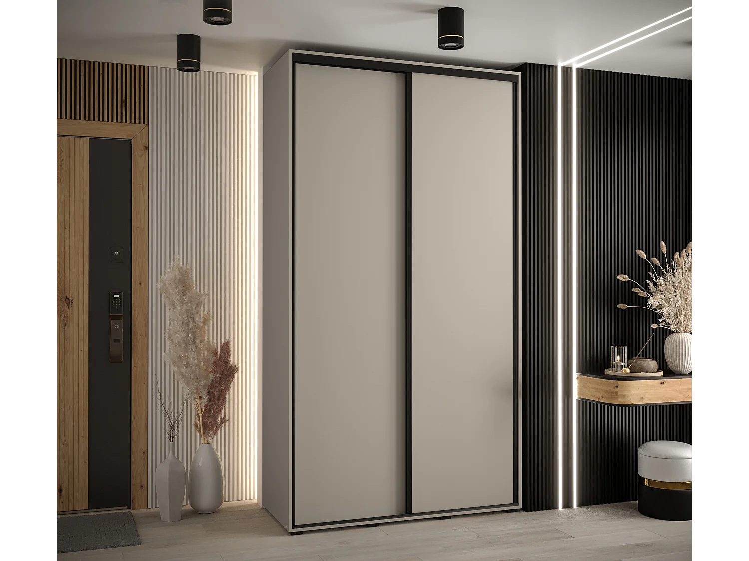 KAST DAKOTA 1 MET SCHUIFDEUREN 235,2/140/45 2 deuren (Kasjmier/Zwart)