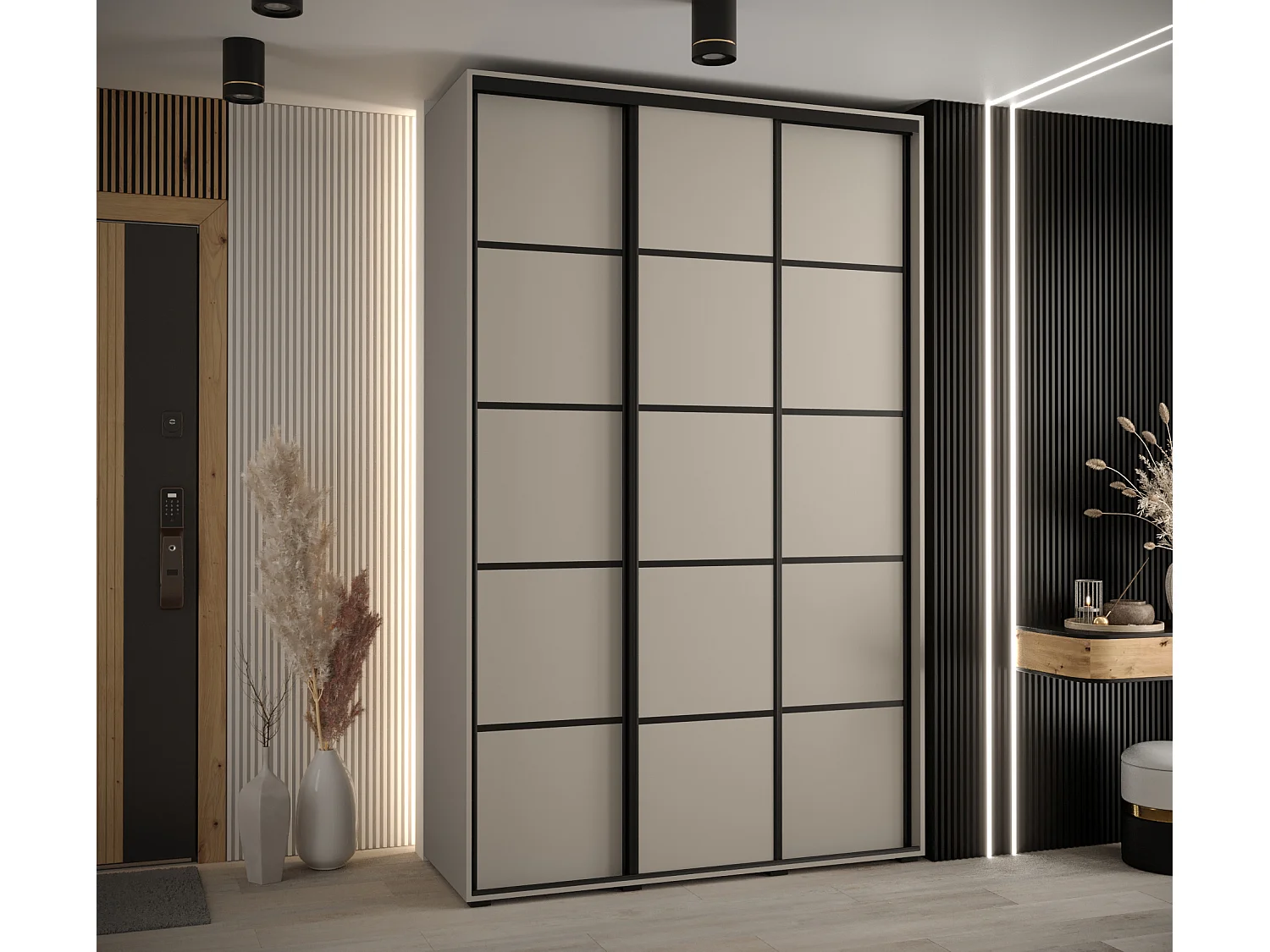 KAST DAKOTA 4 MET SCHUIFDEUREN 235,2/150/45 3 deuren (Kasjmier/Zwart)