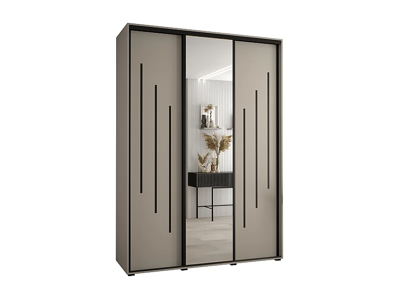 ARMOIRE DAKOTA 9 À PORTES COULISSANTES 235,2/170/45 3 portes (Cashmere/Noir)
