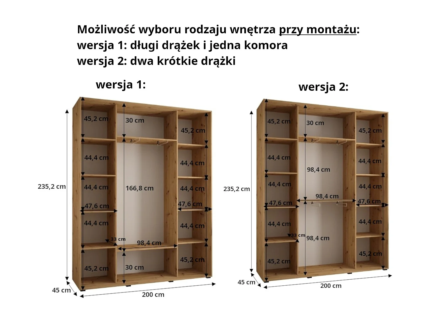 KAST DAKOTA 12 MET SCHUIFDEUREN 235,2/200/45 3 deuren (Kasjmier/Zwart)