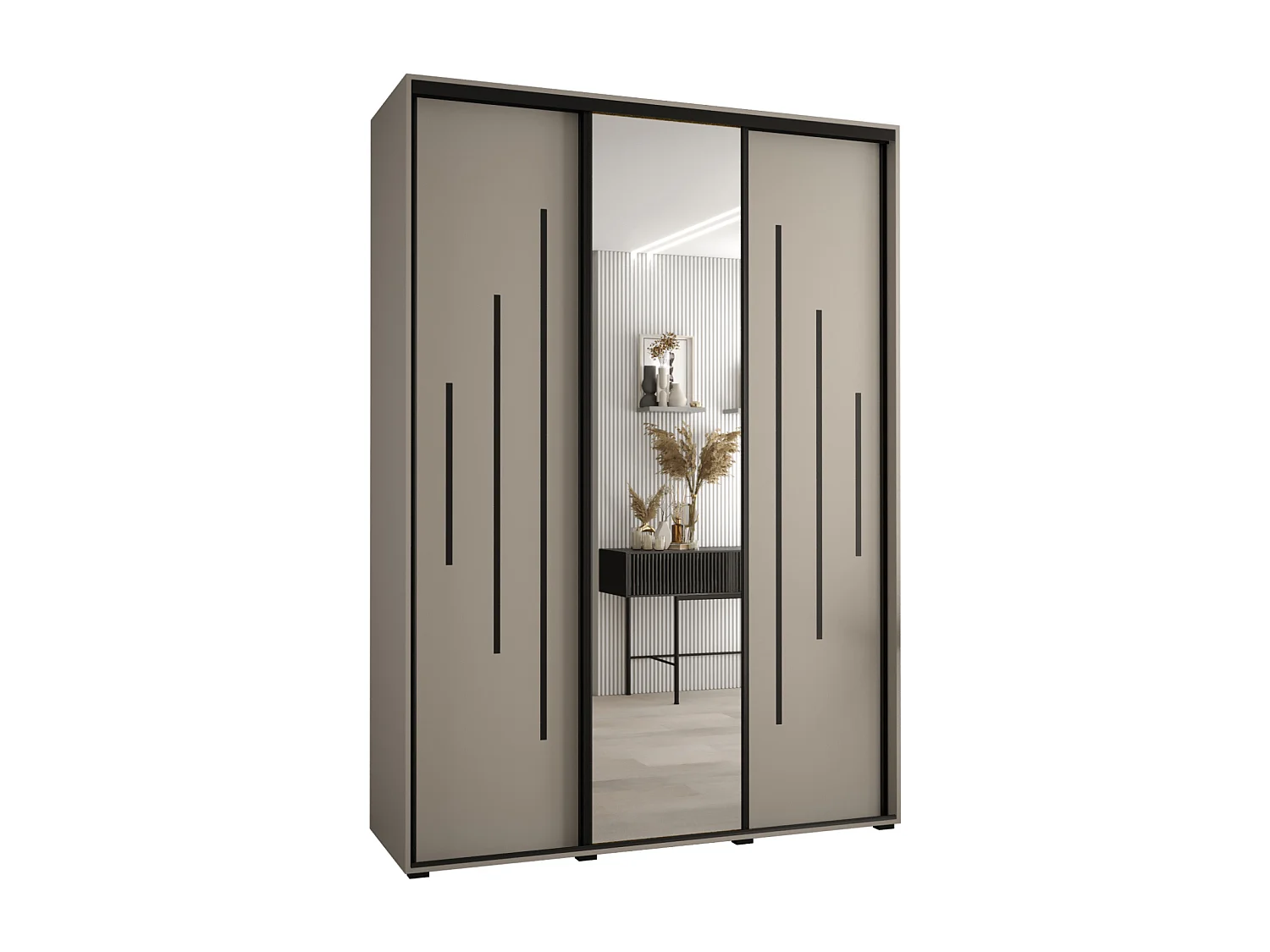 ARMOIRE DAKOTA 13 À PORTES COULISSANTES 235,2/170/60 3 portes (Cashmere/Noir)