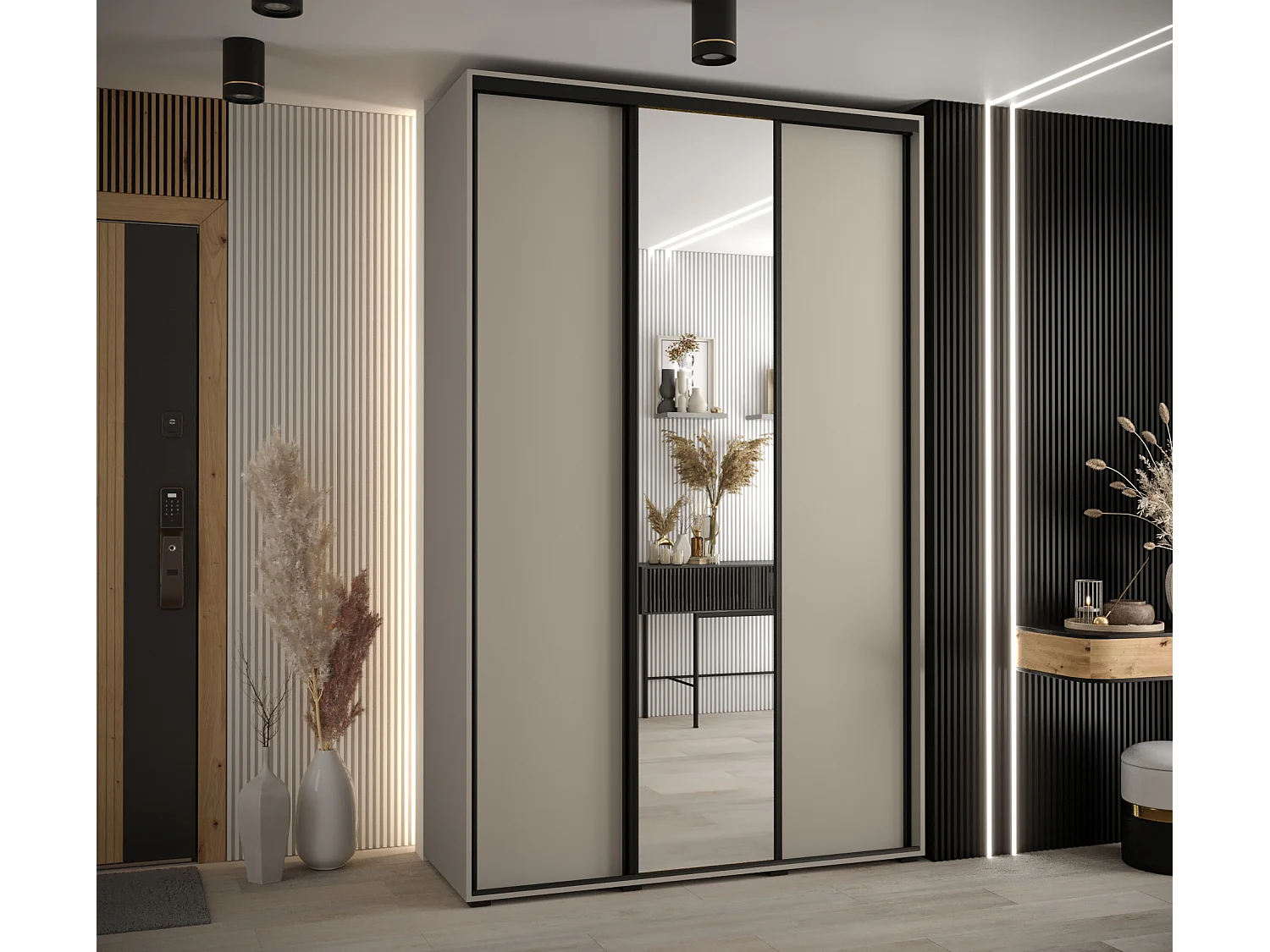 KAST DAKOTA 3 MET SCHUIFDEUREN 235,2/150/45 3 deuren (Kasjmier/Zwart)