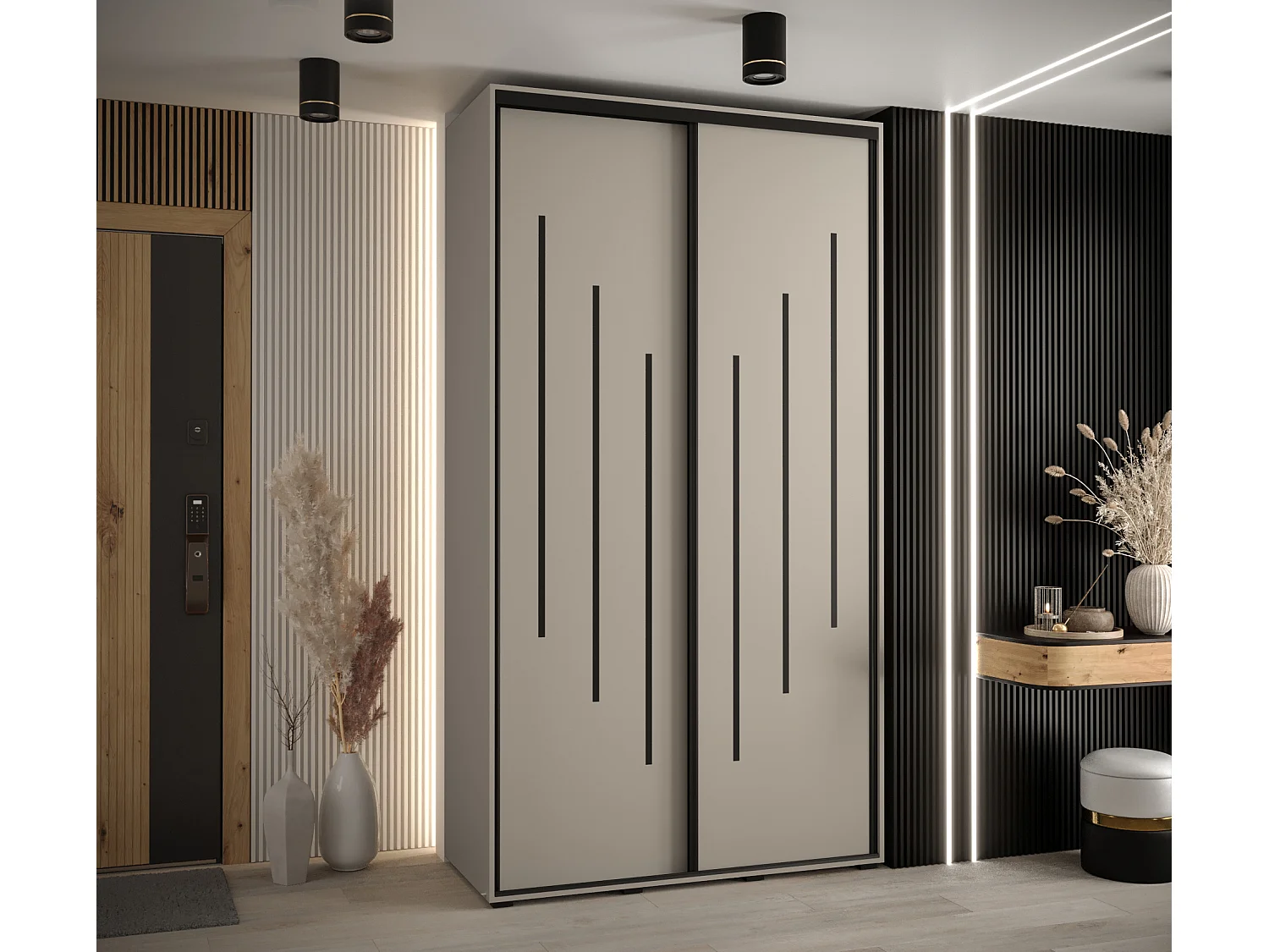 KAST DAKOTA 8 MET SCHUIFDEUREN 235,2/130/45 2 deuren (Kasjmier/Zwart)