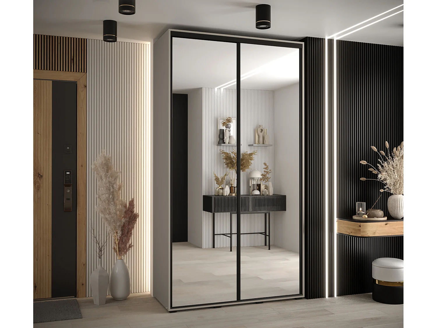 KAST DAKOTA 2 MET SCHUIFDEUREN 235,2/130/60 2 deuren (Kasjmier/Zwart)