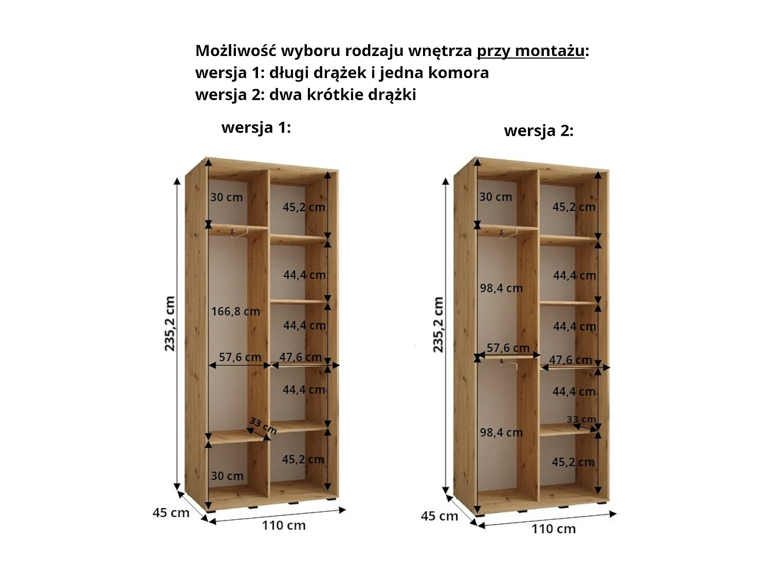 KAST DAKOTA 12 MET SCHUIFDEUREN 235,2/110/45 2 deuren (Kasjmier/Zwart)