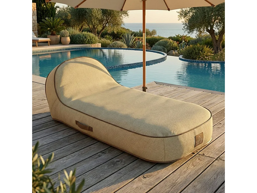 Coco Lounge Aufblasbare Sonnenliege PALMA Ambiente Boho Jutefarbe