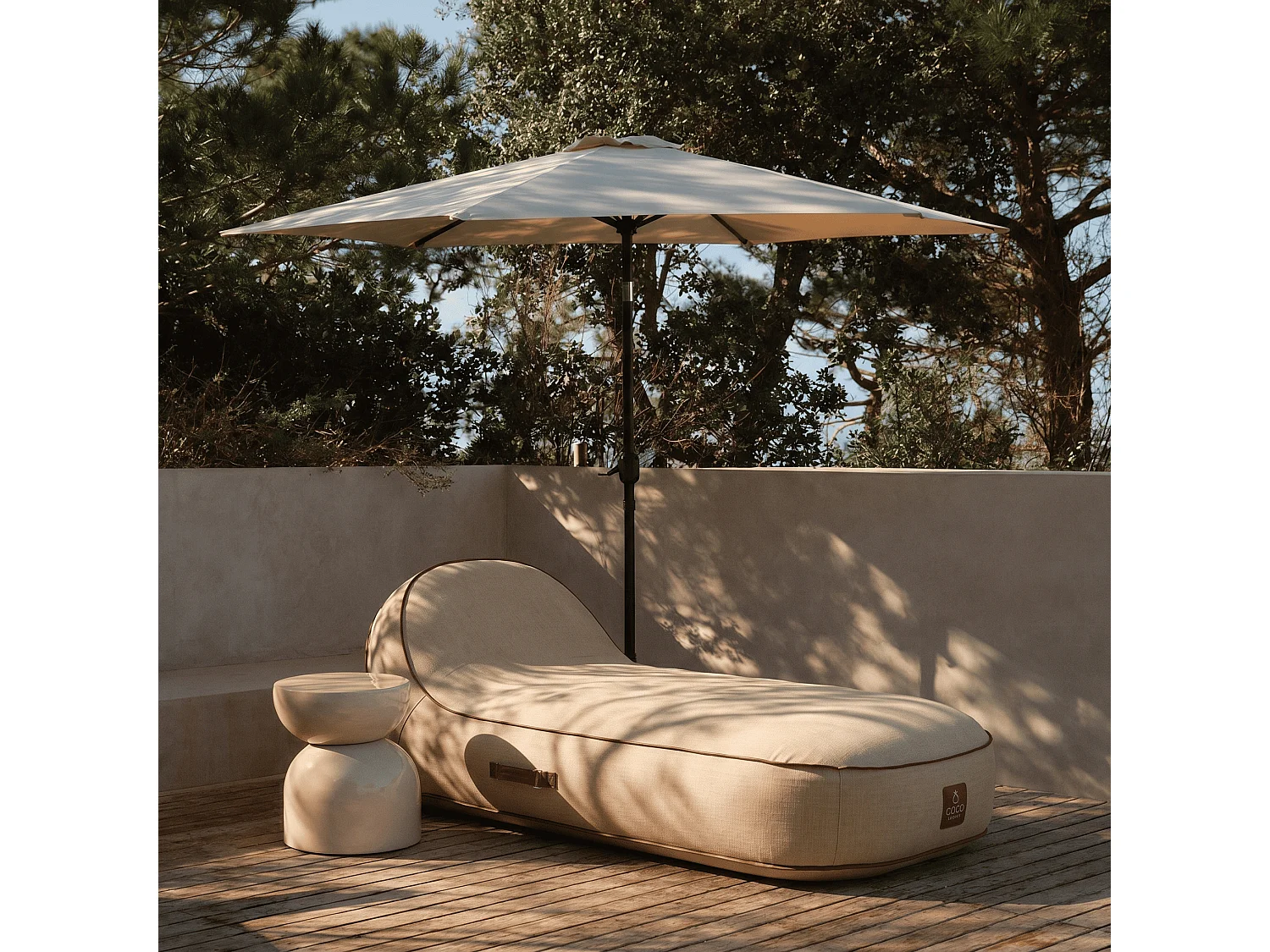 Coco Lounge Transat gonflable PALMA ambianceBoho couleur toile de jute