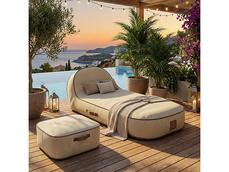 Coco Lounge Aufblasbare Sonnenliege PALMA Ambiente Aloha Gebrochenes Weiß