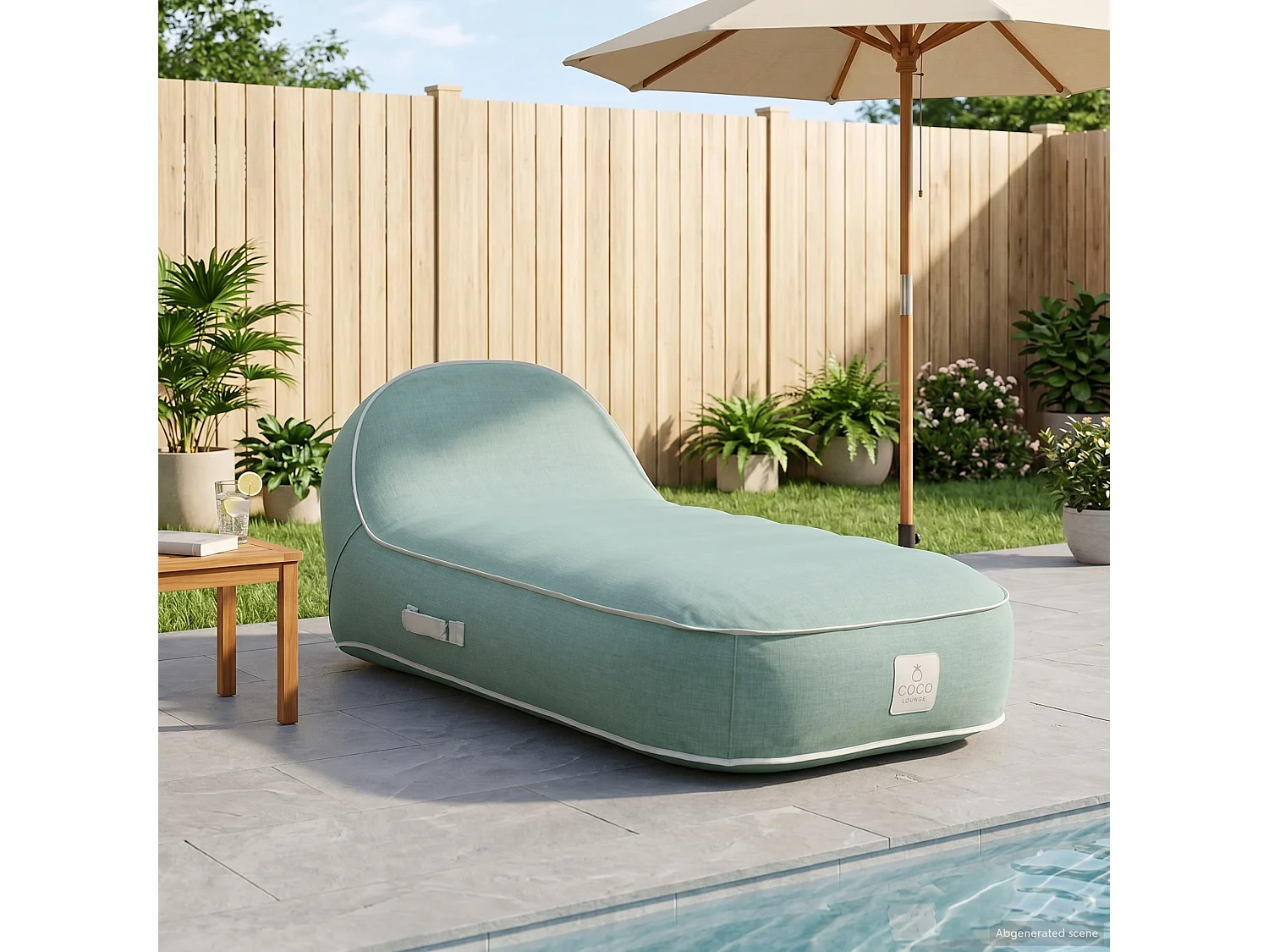 Coco Lounge Transat gonflable PALMA ambiance  Soge vert d'eau