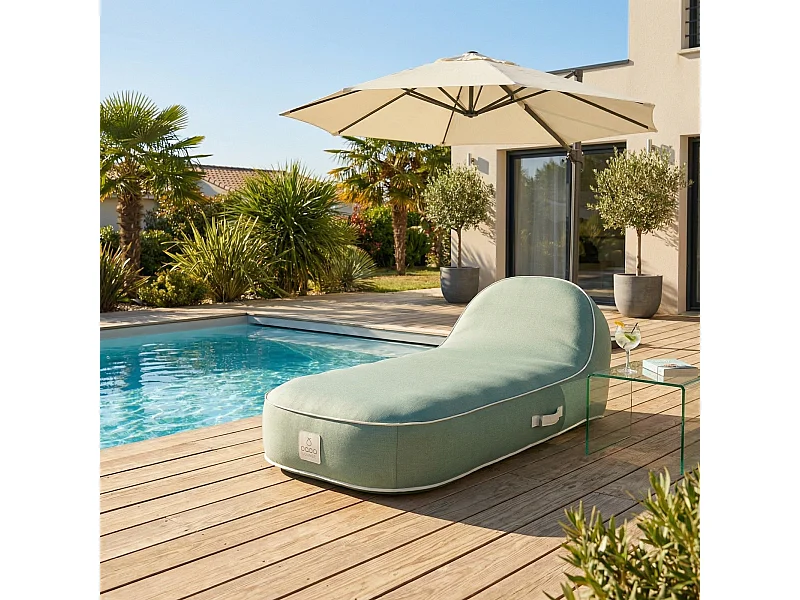 Coco Lounge Transat gonflable PALMA ambiance  Soge vert d'eau