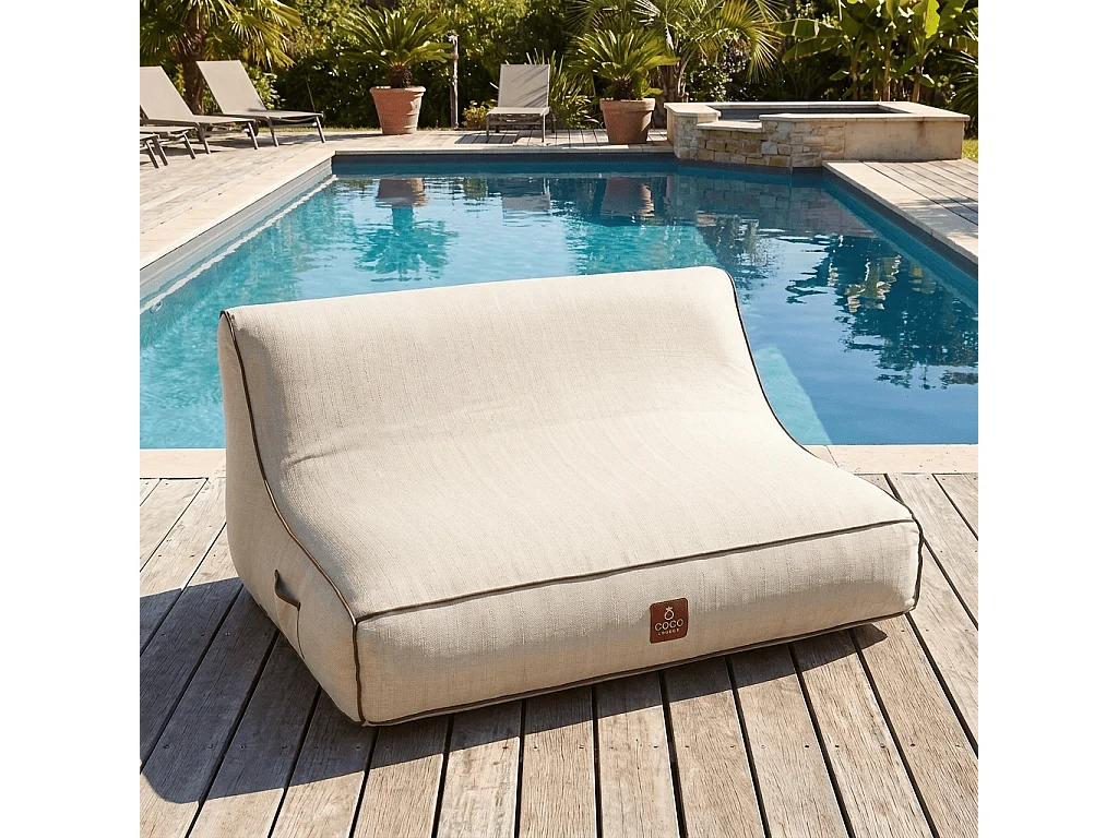 Coco Lounge Canapé de jardin gonflable ALIZÉ ambiance Aloha blanc cassé