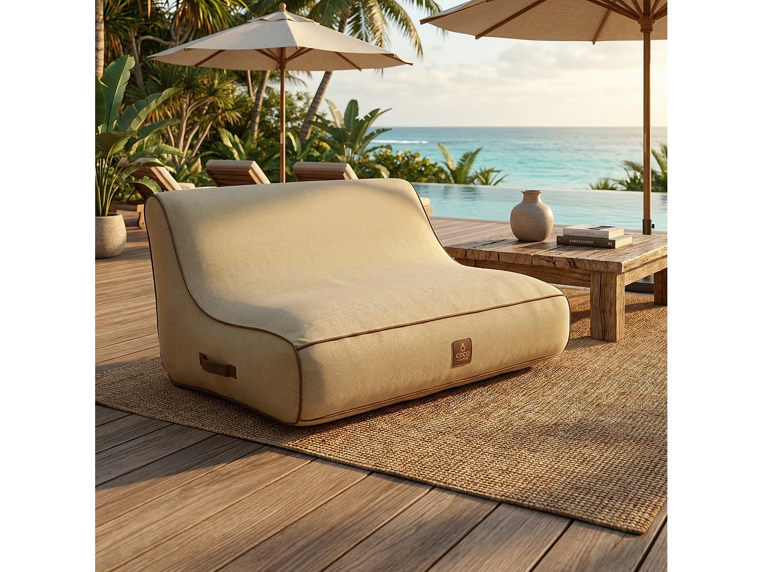 Coco Lounge Aufblasbares Gartensofa ALIZÉ Ambiente Boho Jutefarbe