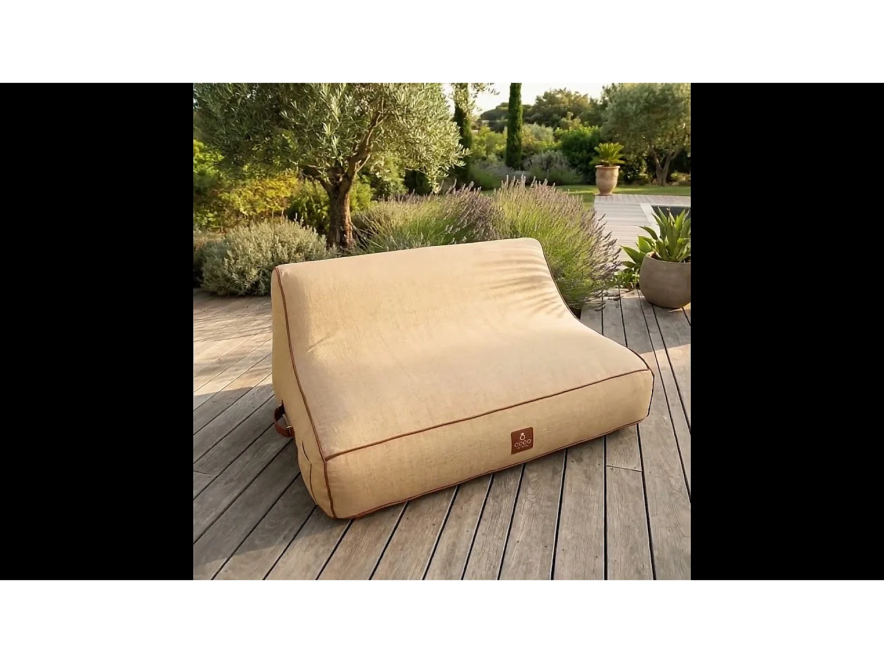 Coco Lounge Canapé de jardin gonflable ALIZÉ ambiance Boho couleur toile de jute