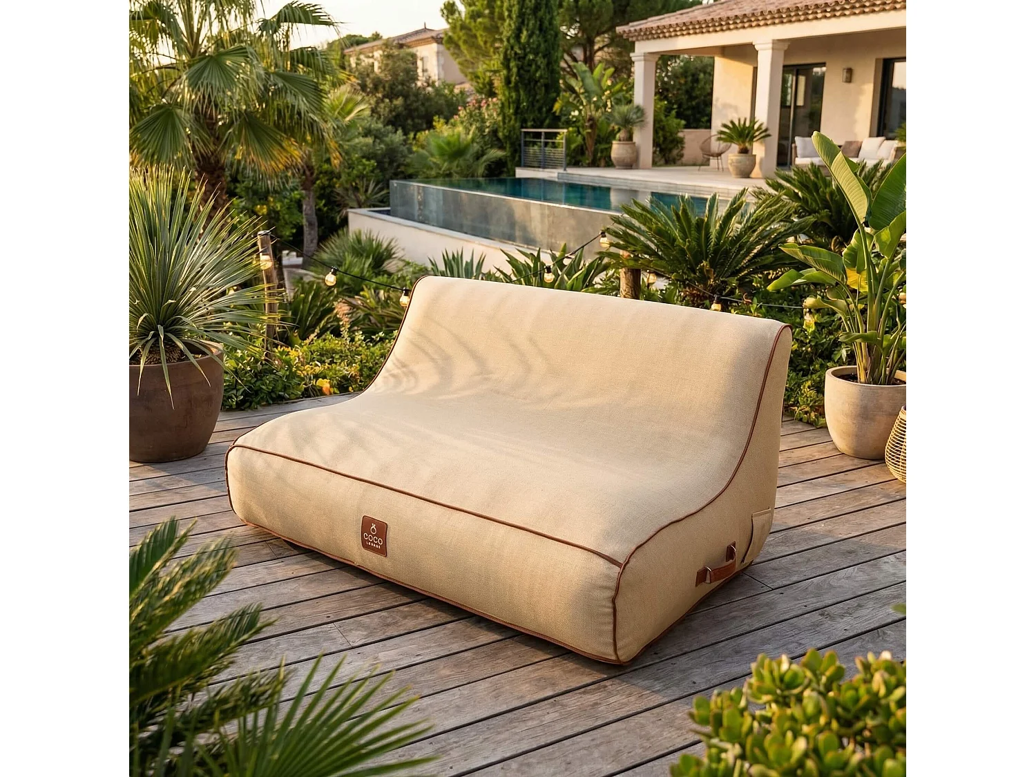 Coco Lounge Nadmuchiwana sofa ogrodowa ALIZÉ styl Boho kolor jutowy