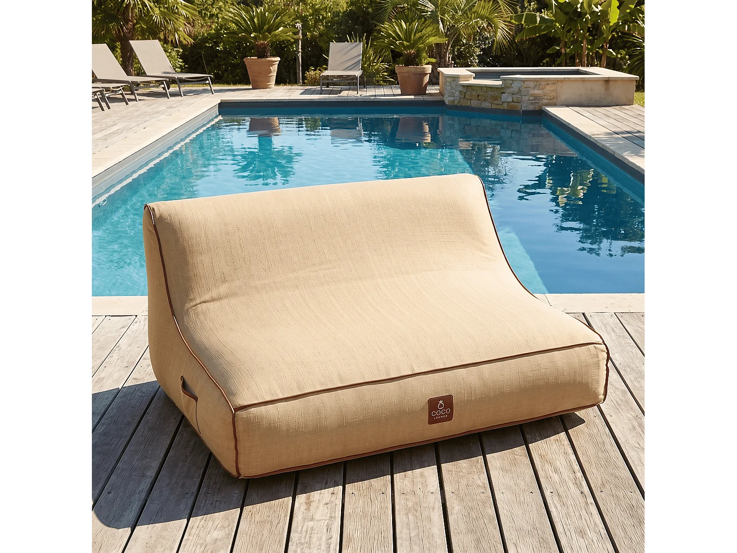 Coco Lounge Canapé de jardin gonflable ALIZÉ ambiance Boho couleur toile de jute