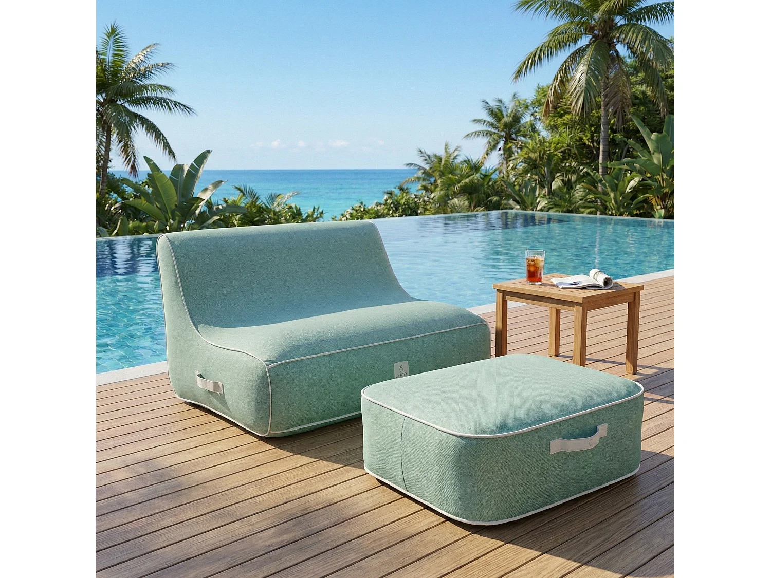 Coco Lounge Aufblasbares Gartenpuff NUMA Ambiente Soge Wassergrün