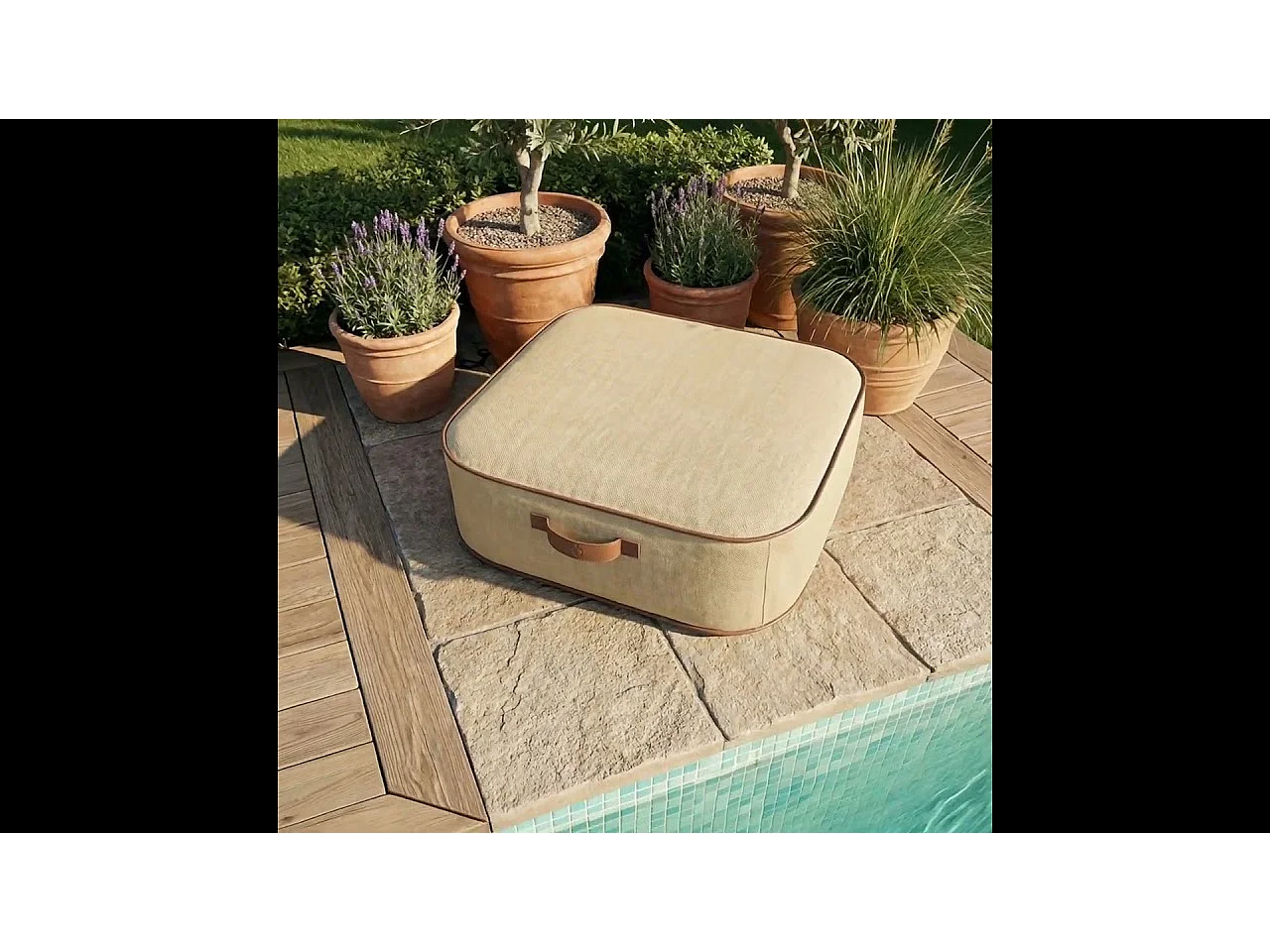 Coco Lounge Aufblasbares Gartenpuff NUMA Ambiente Boho Jutefarbe