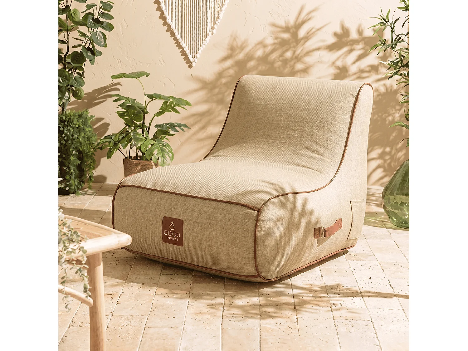 Coco Lounge Fauteuil de jardin gonflable RIVIERA  ambiance Boho couleur toile de jute