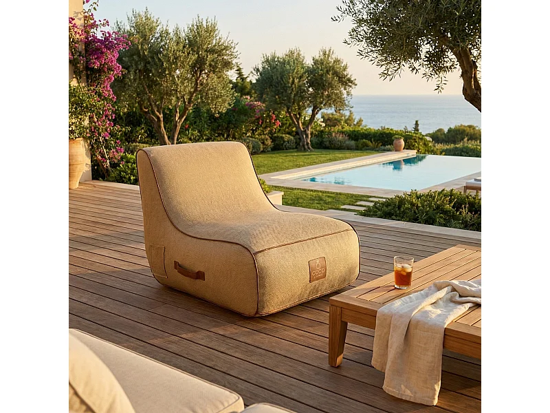 Coco Lounge Aufblasbarer Gartensessel RIVIERA Ambiente Boho Jutefarbe