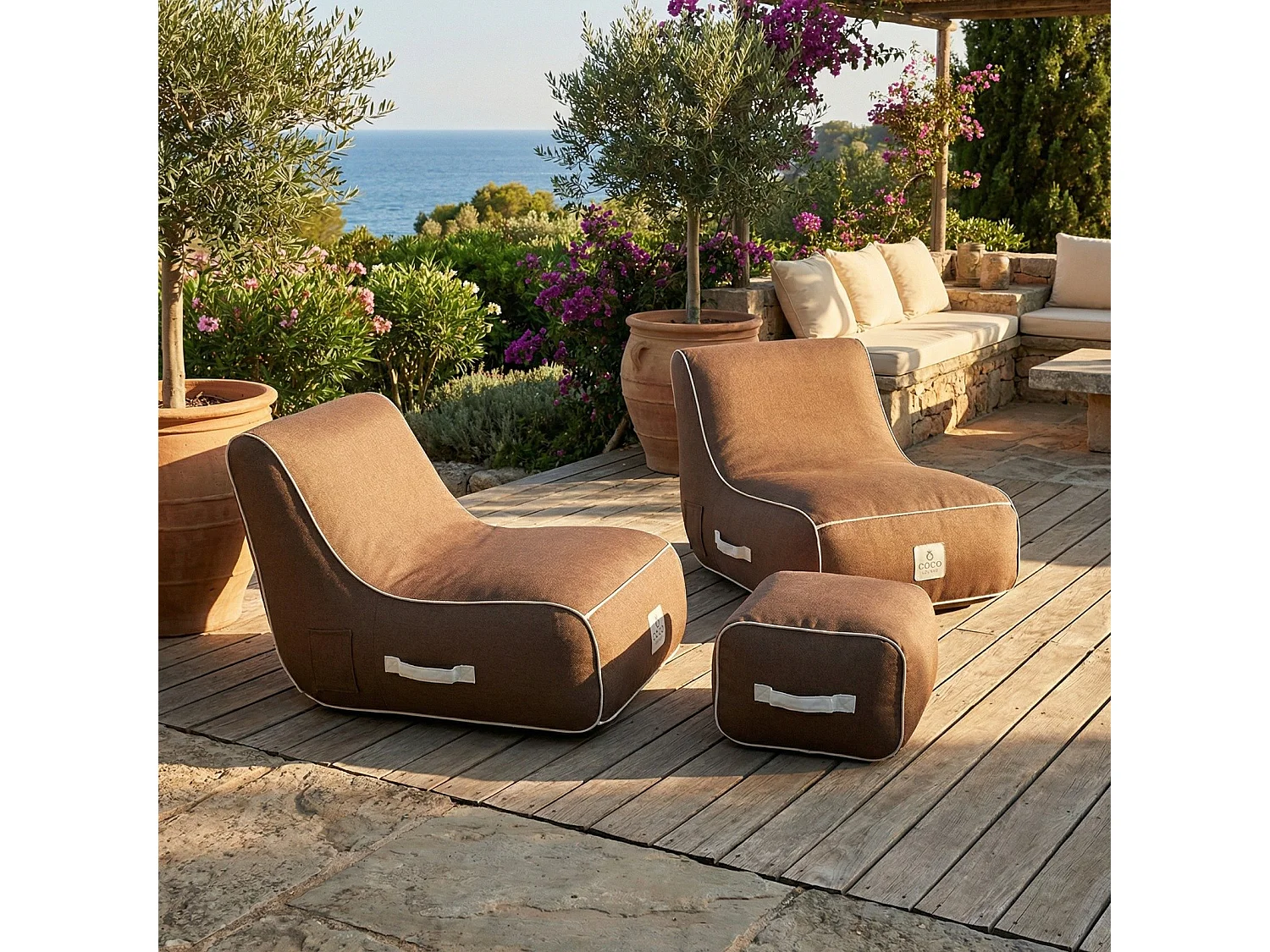 Coco Lounge Aufblasbares Gartenpuff NUMA Ambiente Moka Schokolade