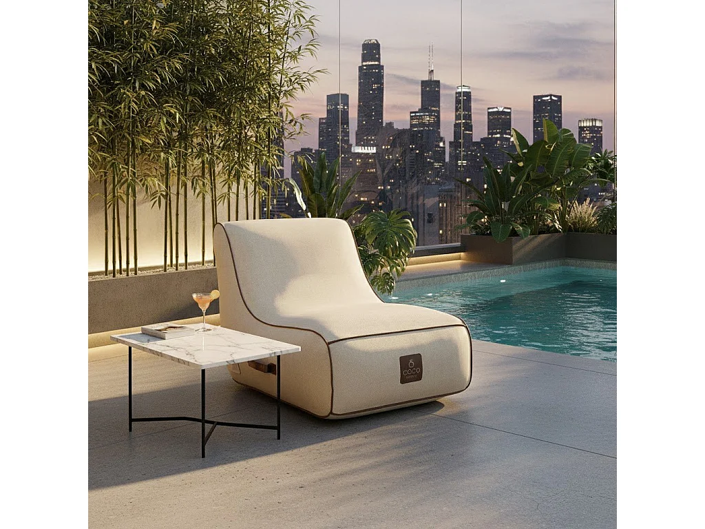 Coco Lounge Fauteuil de jardin gonflable RIVIERA  ambiance  Aloha blanc cassé