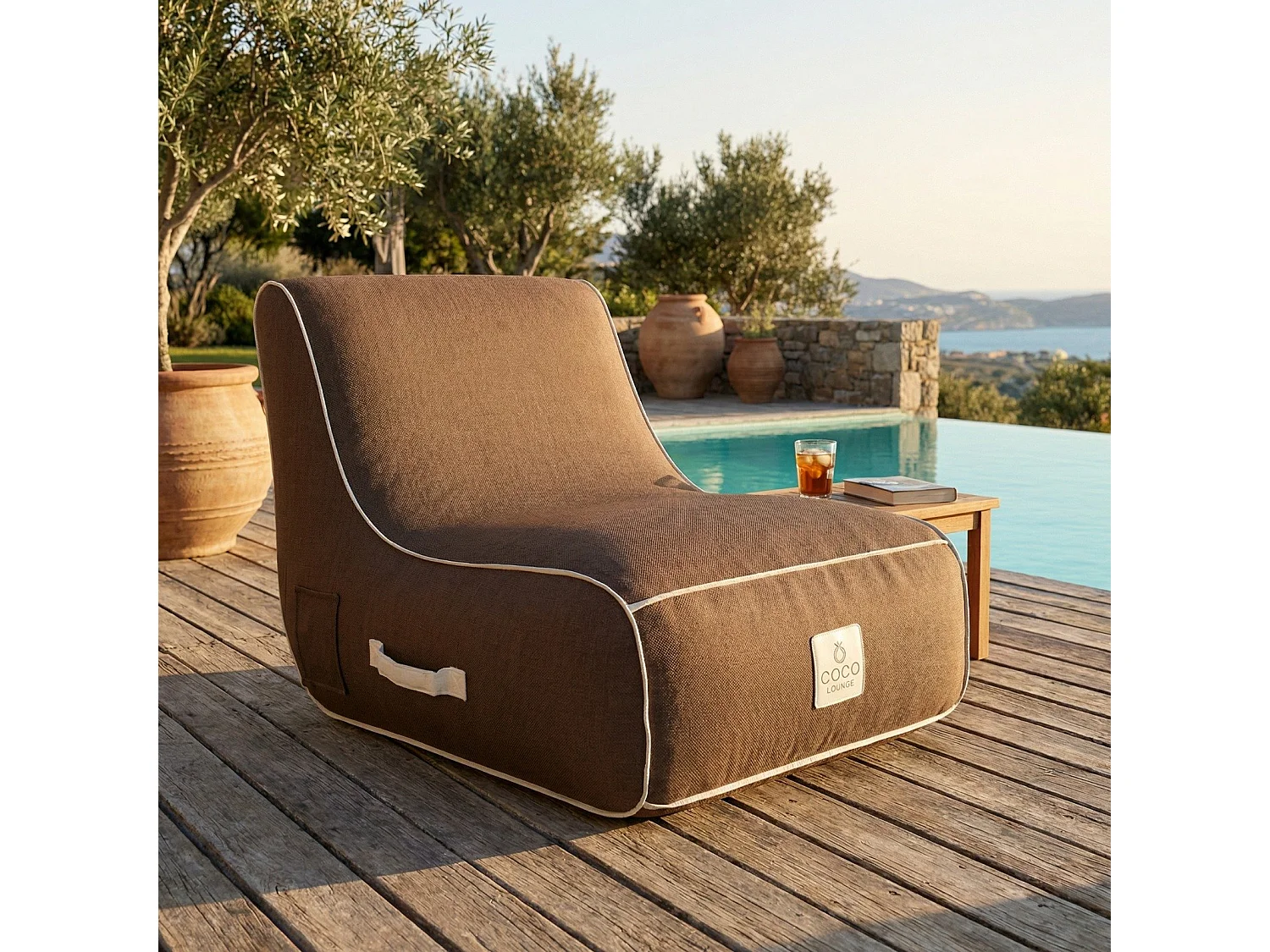 Coco Lounge Aufblasbarer Gartensessel RIVIERA Ambiente Moka Schokolade