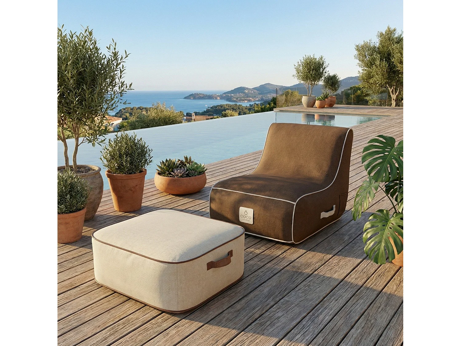Coco Lounge Aufblasbarer Gartensessel RIVIERA Ambiente Moka Schokolade