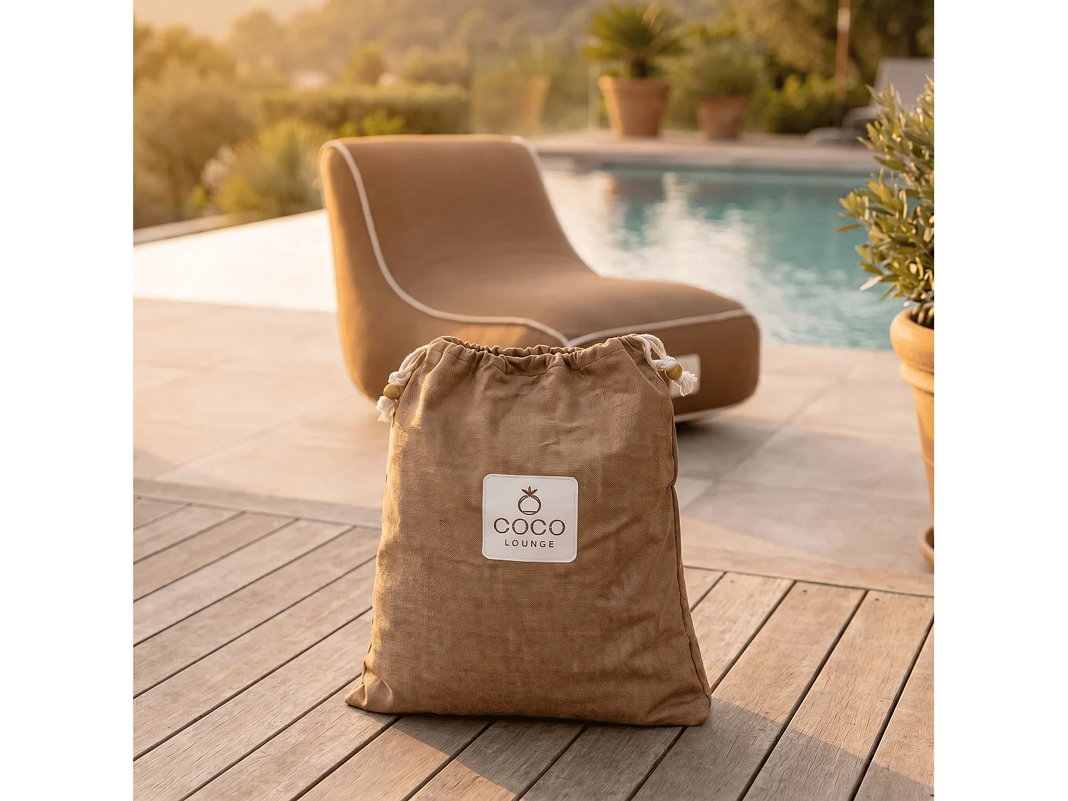Coco Lounge Fauteuil de jardin gonflable RIVIERA  ambiance Moka chocolat