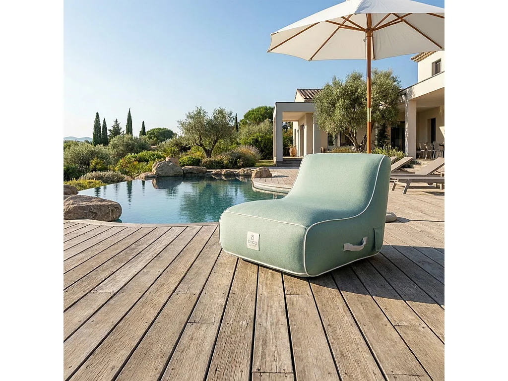 Coco Lounge Fauteuil de jardin gonflable RIVIERA  ambiance  Soge vert d'eau