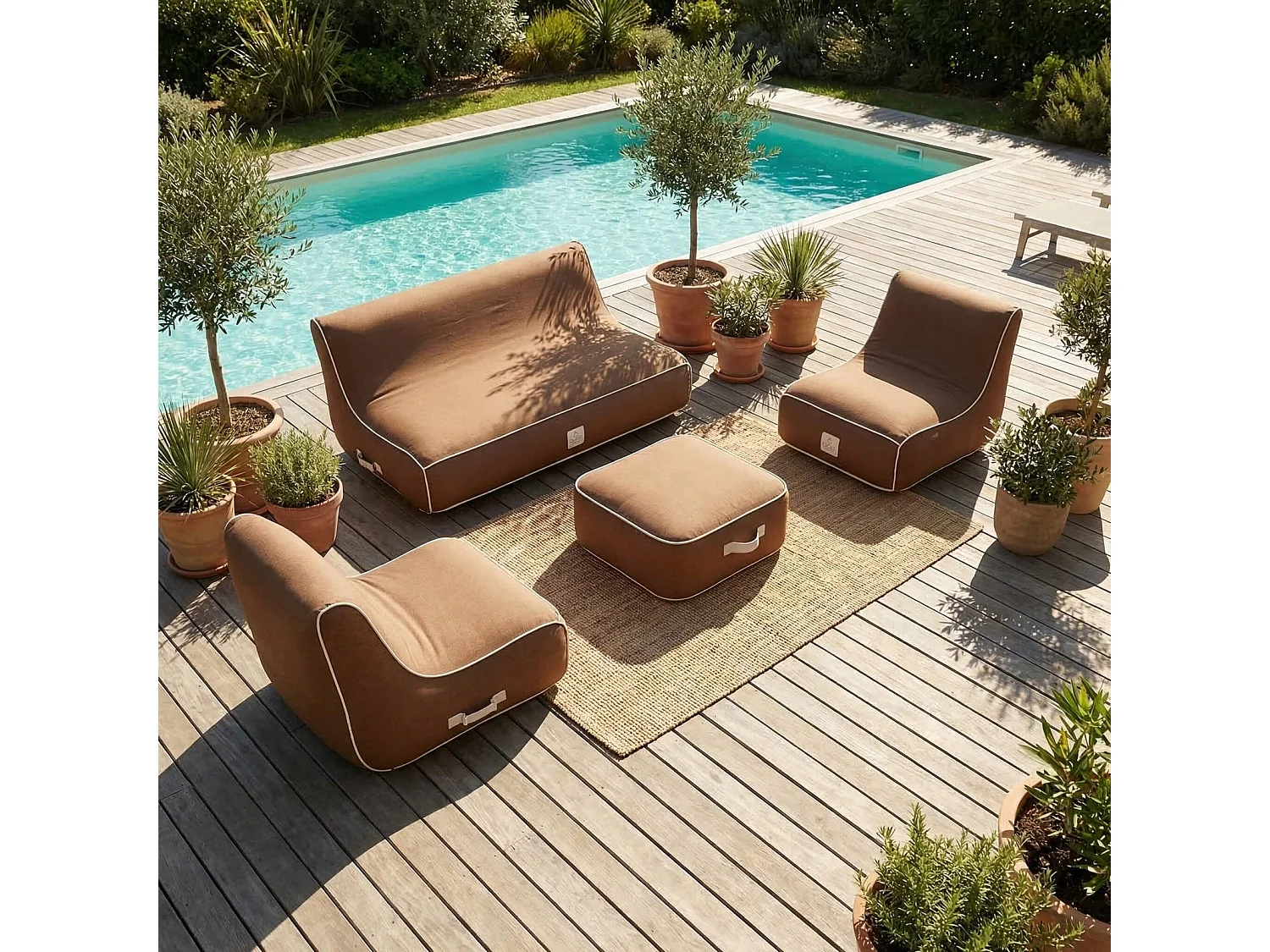 Coco Lounge Salon de jardin gonflable Boho Moka chocolat