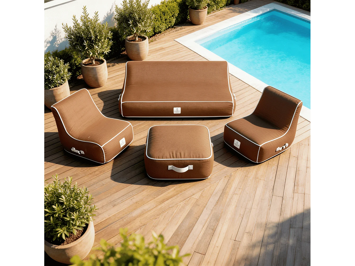 Coco Lounge Salon de jardin gonflable Boho Moka chocolat