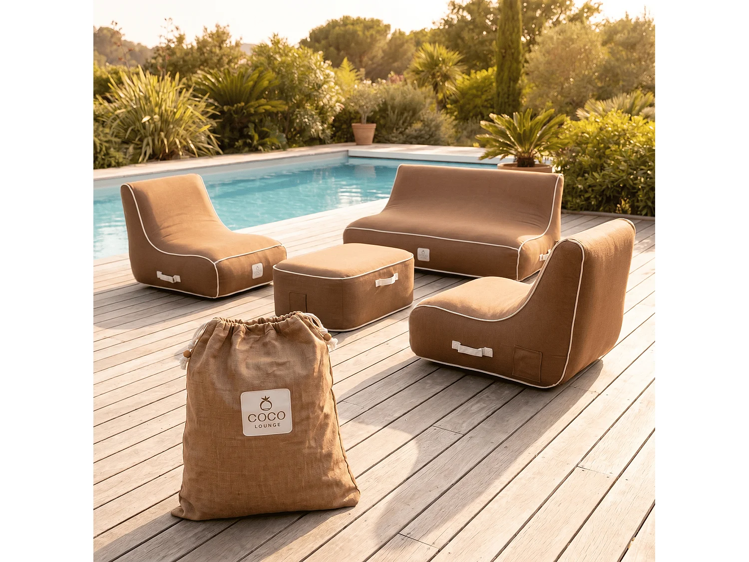 Coco Lounge Salon de jardin gonflable Boho Moka chocolat