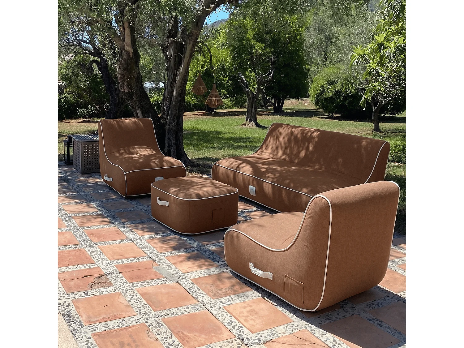 Coco Lounge Salon de jardin gonflable Boho Moka chocolat