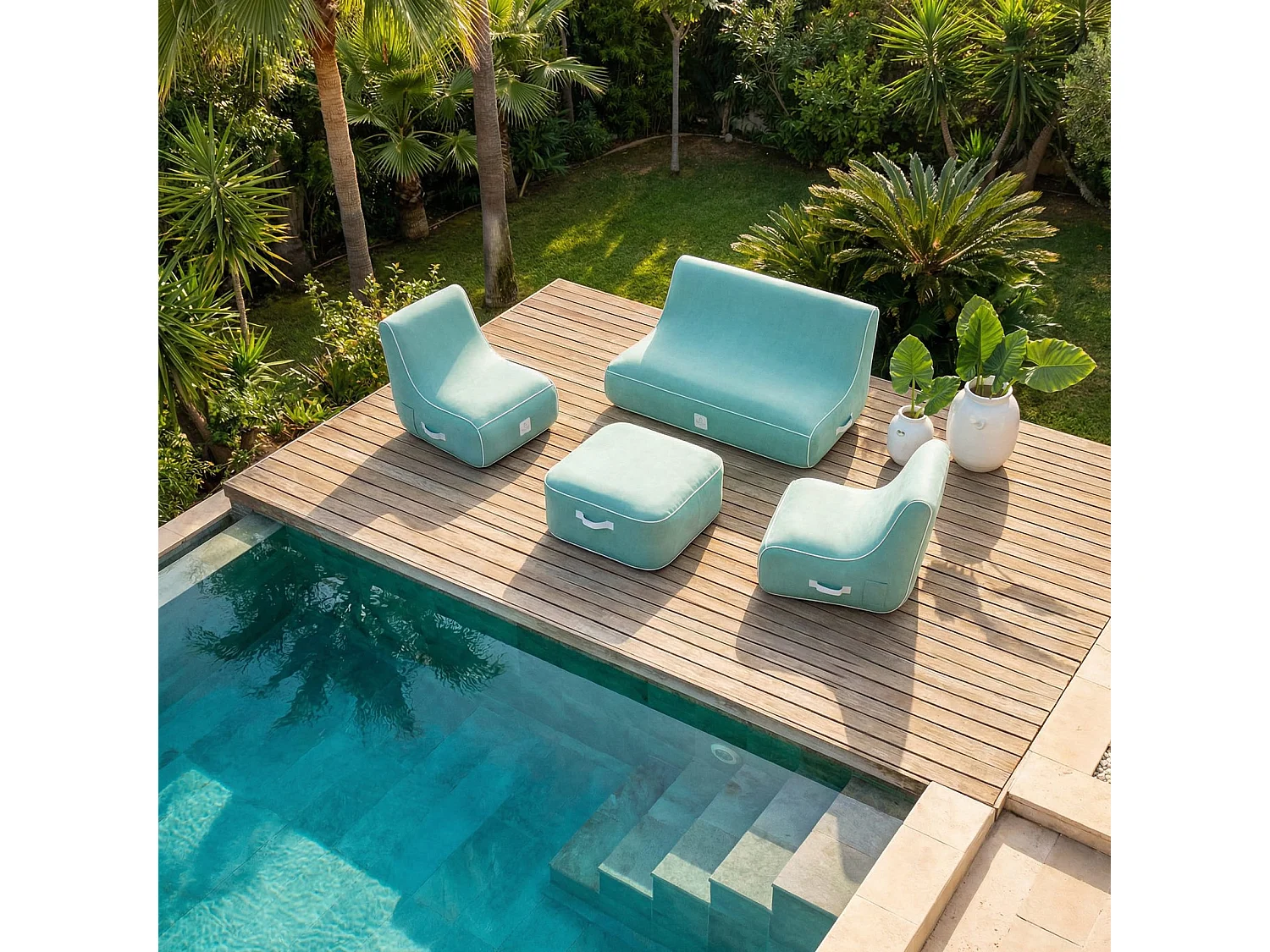 Coco Lounge Salon de jardin gonflable Soge vert d'eau