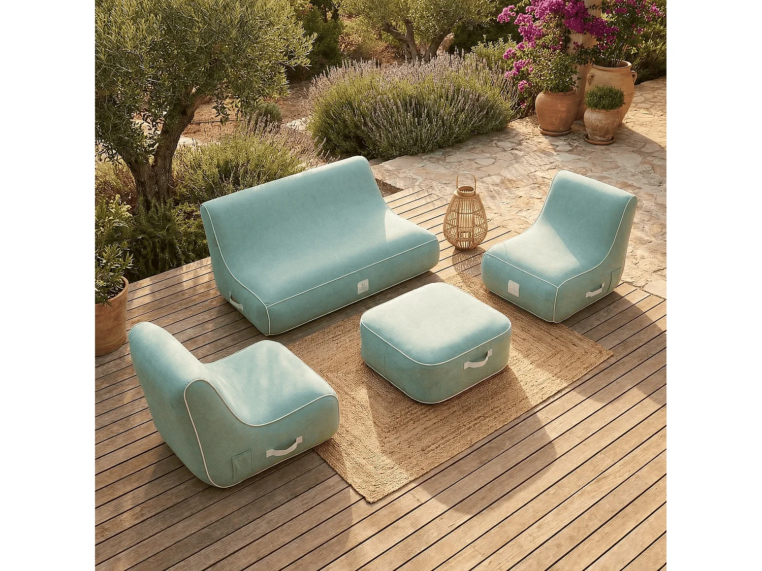 Coco Lounge Salon de jardin gonflable Soge vert d'eau