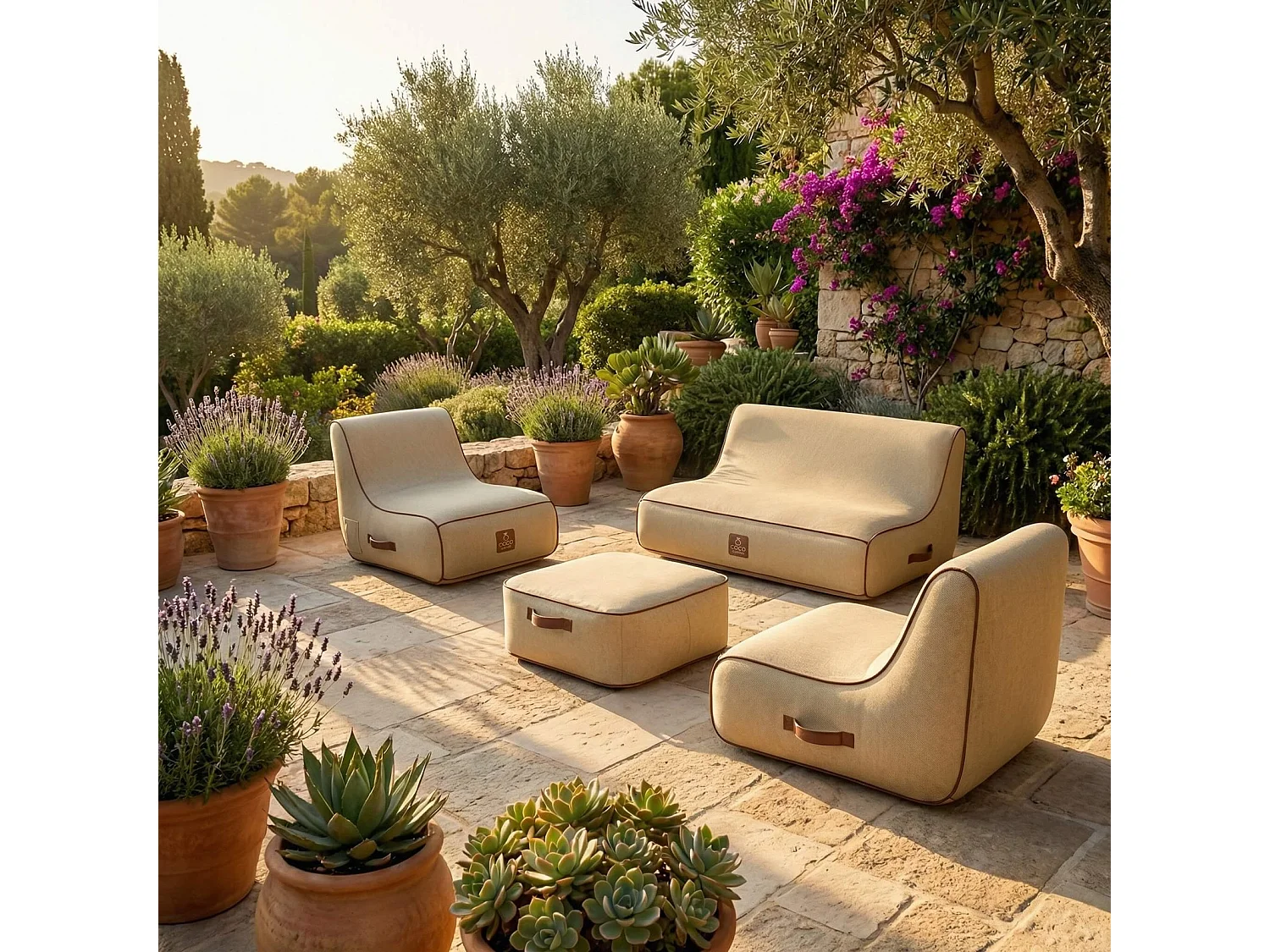 Coco Lounge Aufblasbares Gartenset Boho Jutefarbe