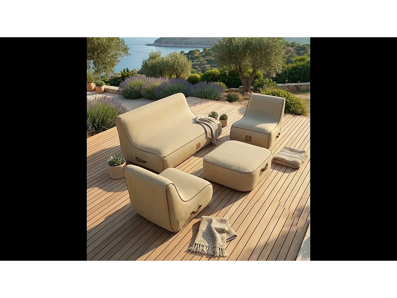 Coco Lounge Salon de jardin gonflable Boho couleur toile de jute