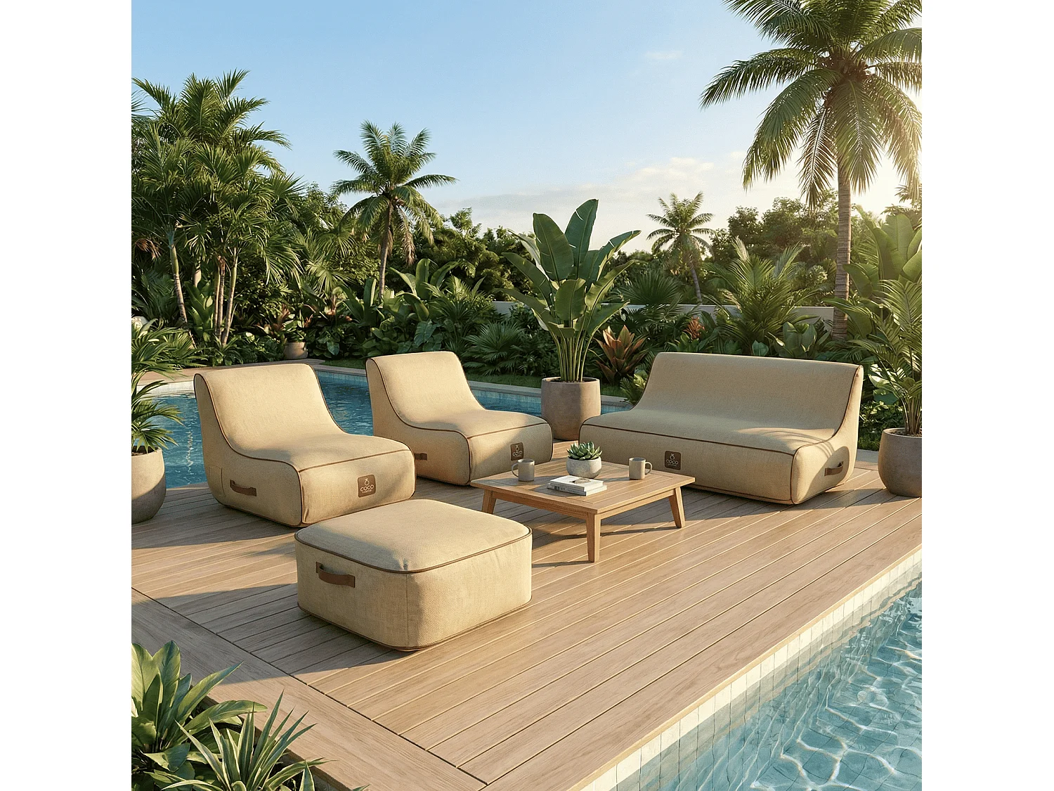 Coco Lounge Aufblasbares Gartenset Boho Jutefarbe