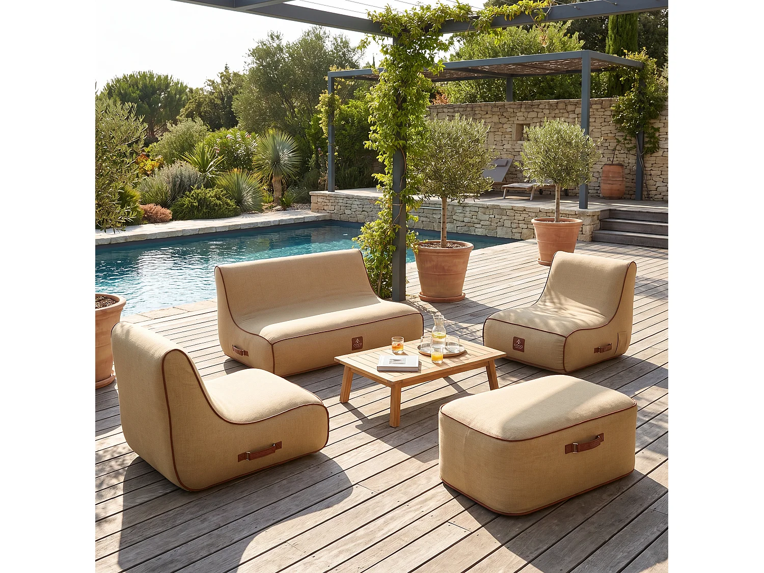 Coco Lounge Salon de jardin gonflable Boho couleur toile de jute