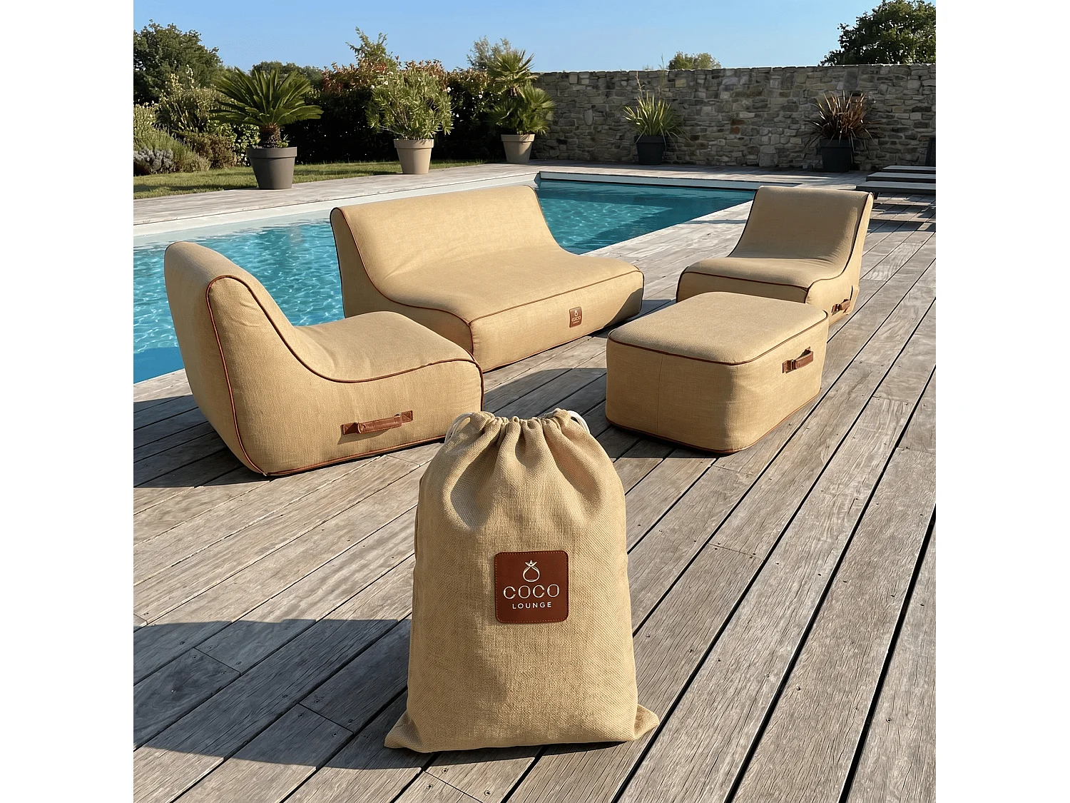 Coco Lounge Salon de jardin gonflable Boho couleur toile de jute