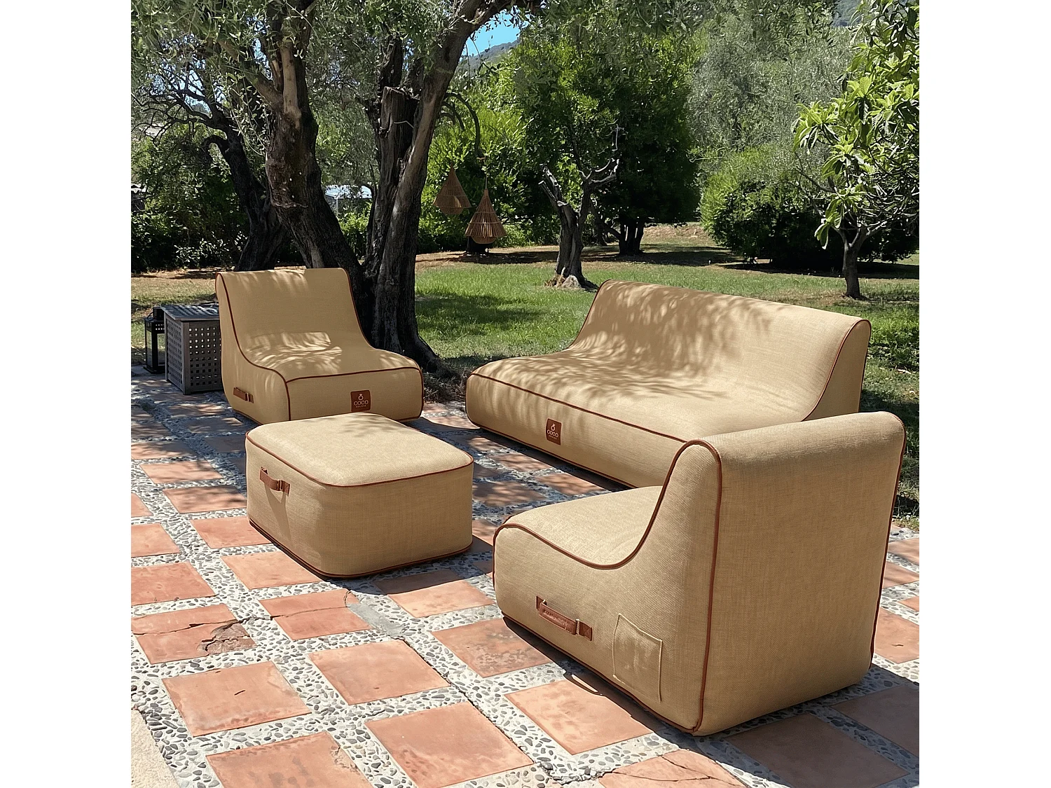 Coco Lounge Salon de jardin gonflable Boho couleur toile de jute
