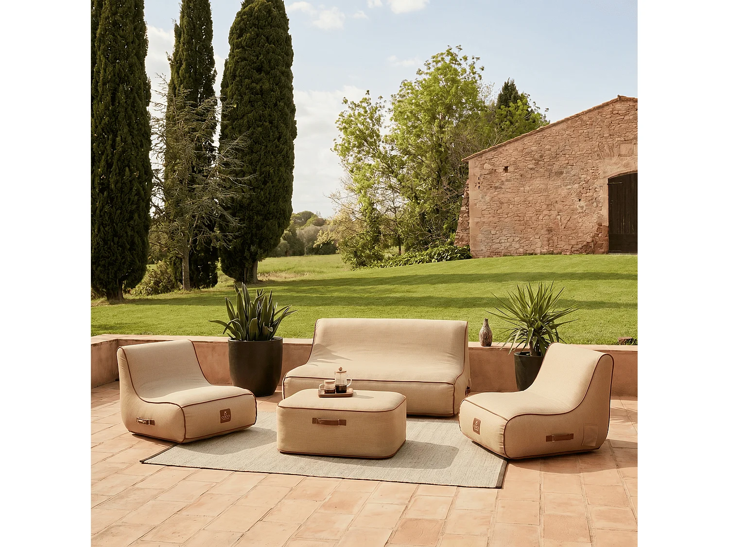Coco Lounge Salon de jardin gonflable Boho couleur toile de jute