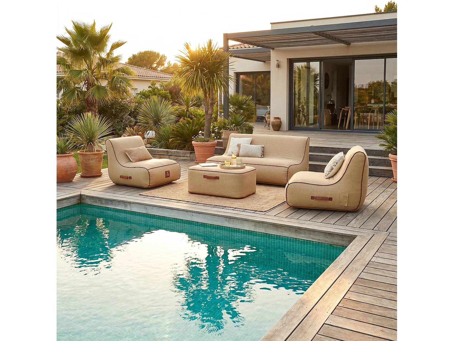 Coco Lounge Salon de jardin gonflable Boho couleur toile de jute