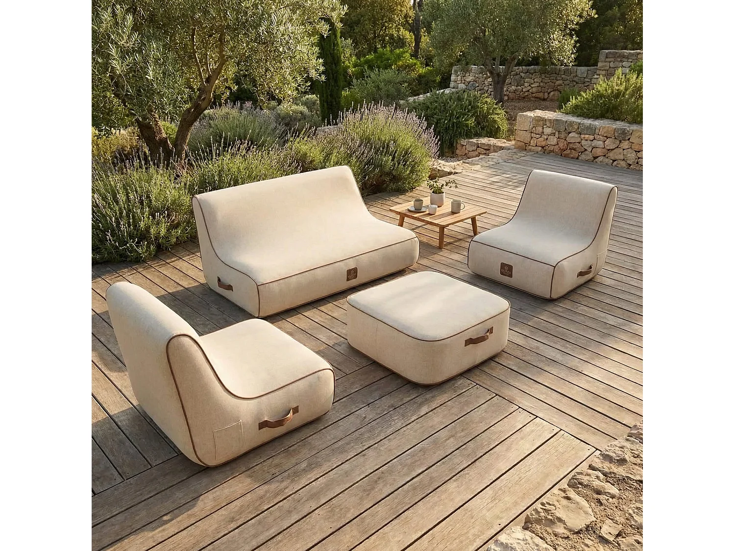 Coco Lounge Salon de jardin gonflable Aloha blanc cassé